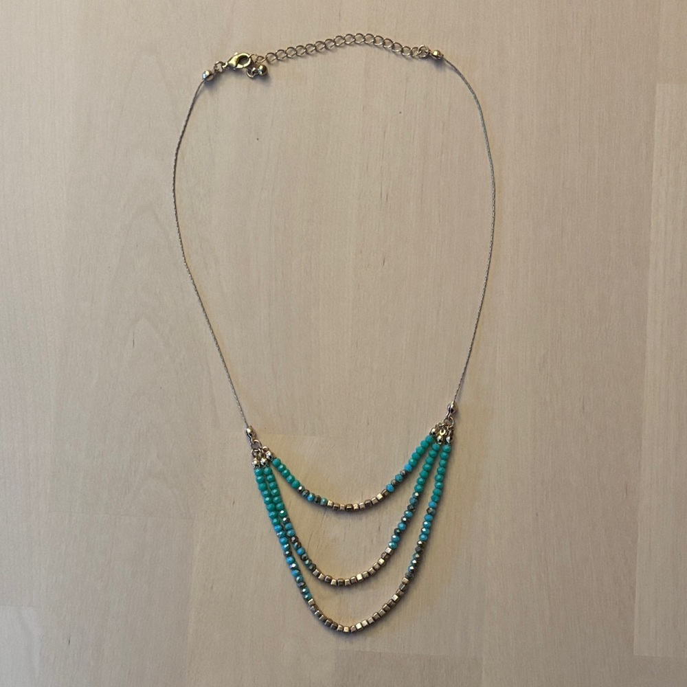 3-Layer Faux Gold and Turquoise Necklace